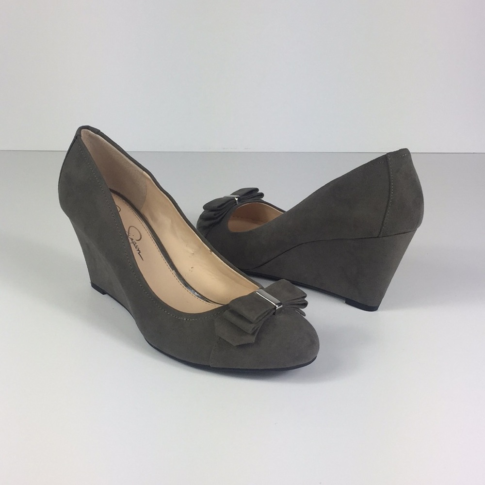 Jessica Simpson Grey Suede Like Wedges- Size 9.5